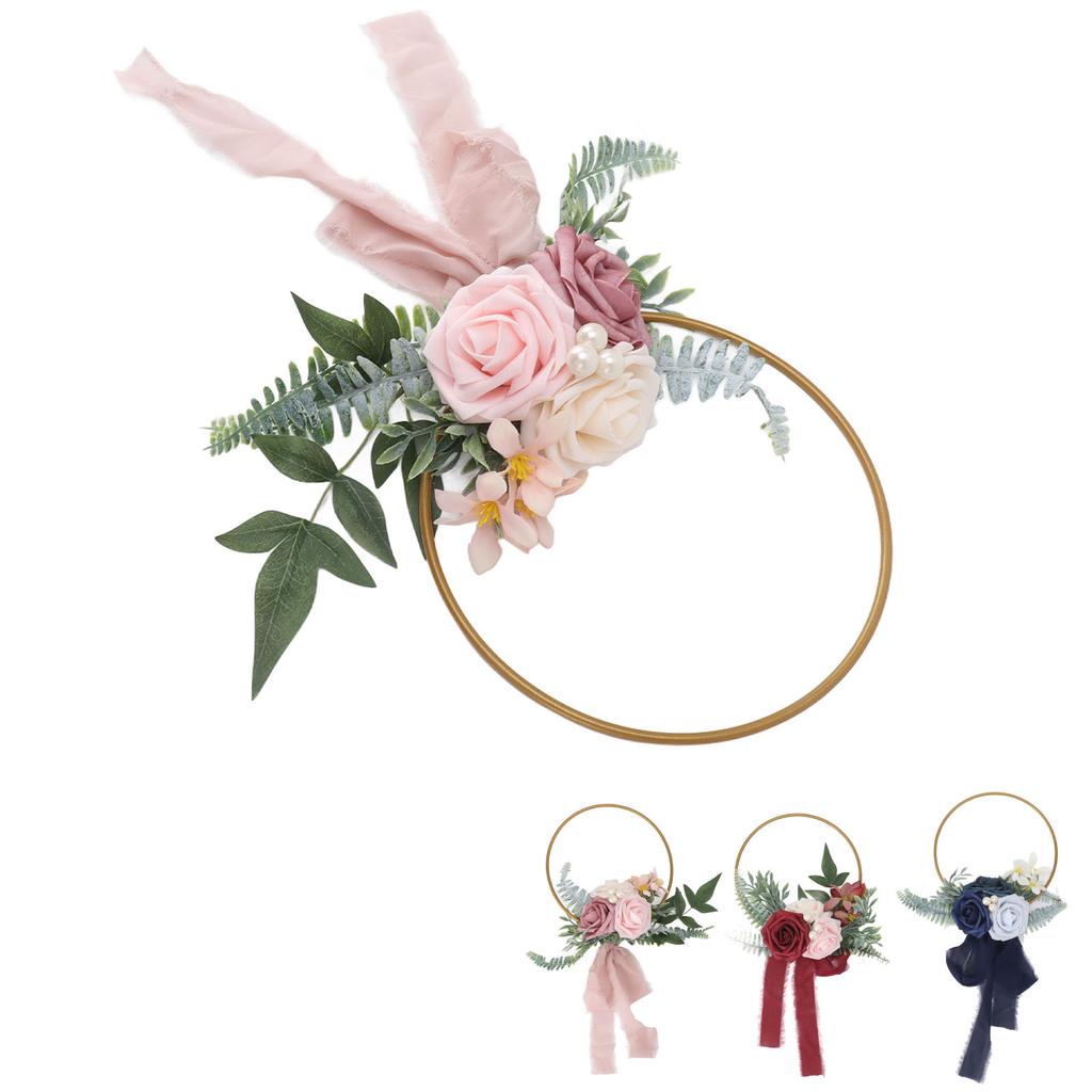 Artificial Succulents Wreath Iron Foam Greenery Wreath Portable Bridal Wreath for Wedding Celebratio