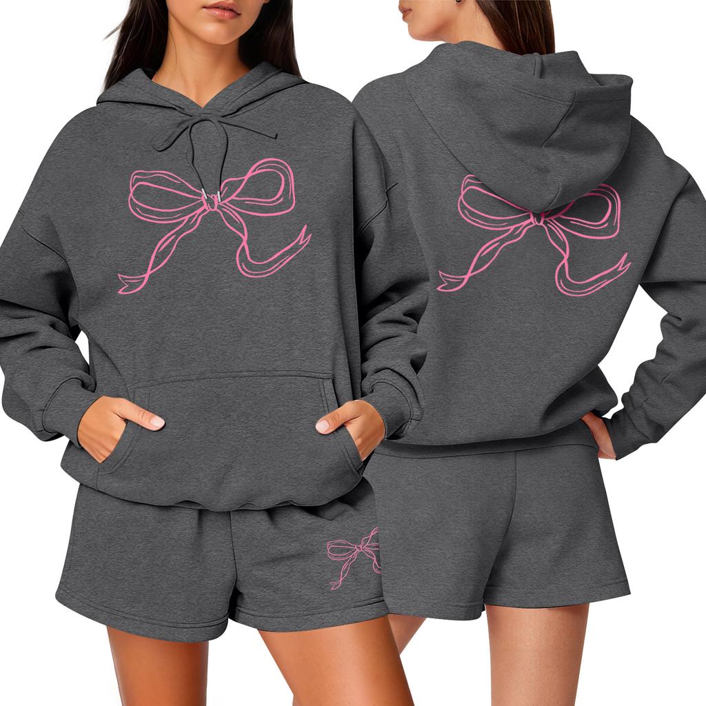 Women's Fashion Casual Long Sleeve Shorts Sports Round Neck Sweatshirt Set