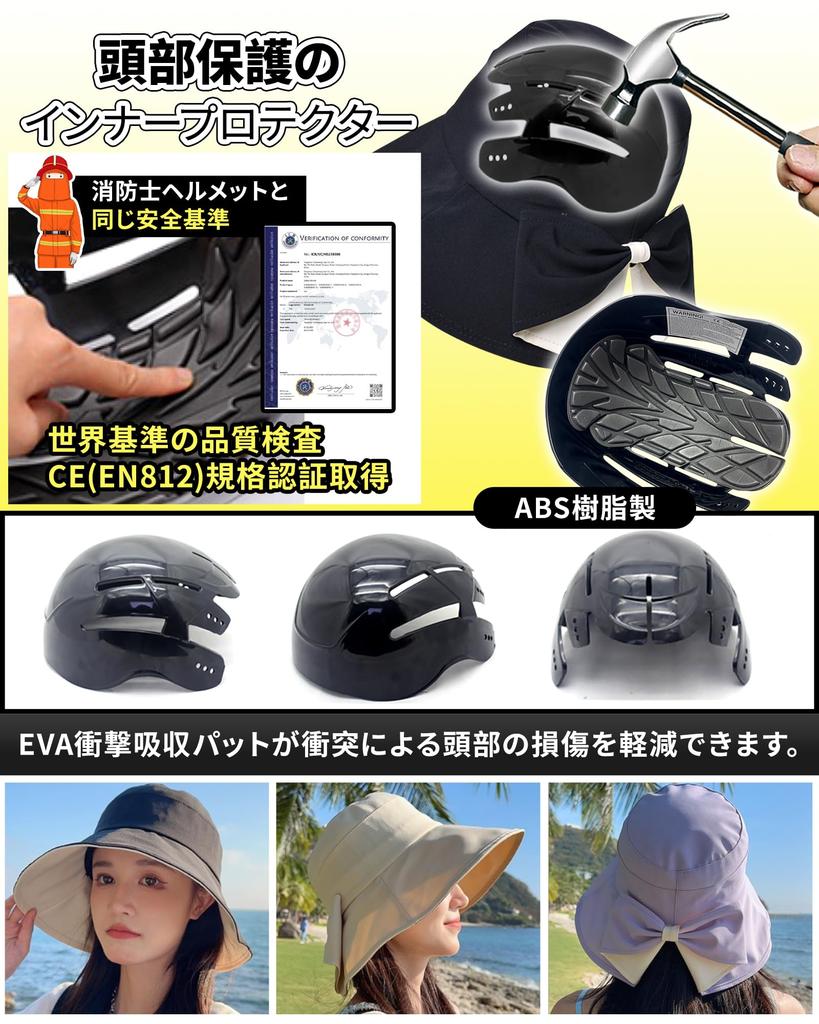 UPF Adult Bicycle Helmet with Helmet Stylish Hat Style for Women and Fits Head Circumferences with Chin Ideal for Everyday and Disaster Beige Built-in