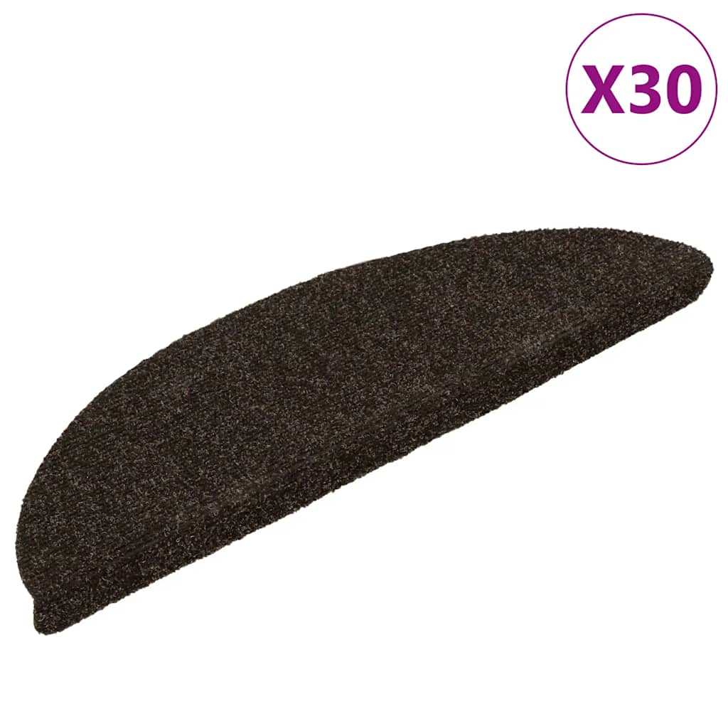 Self Adhesive Stair Treads 30 Pcs 56 X 17 X 3 Cm Dark Brown Semi Round