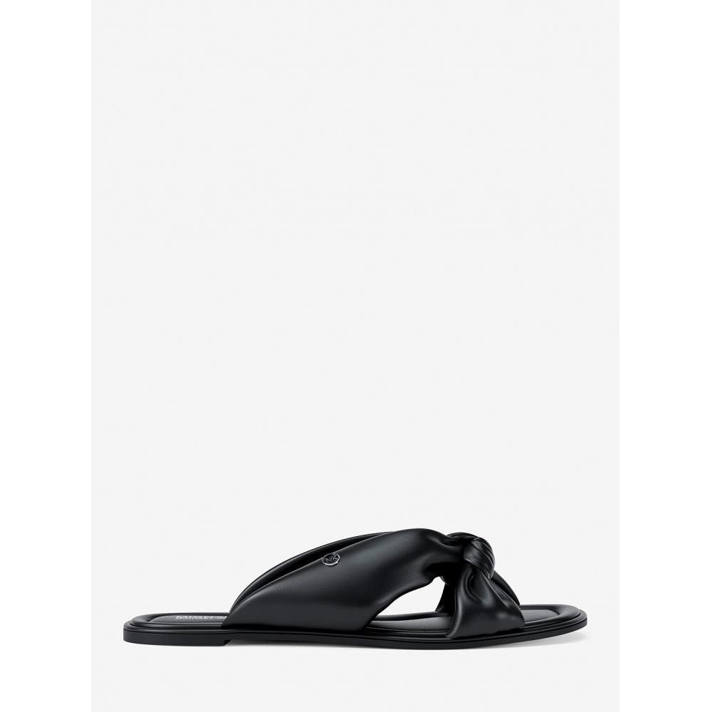 Michael Kors Elena Flat Slide Sandals 49s6elfs1l1 Black