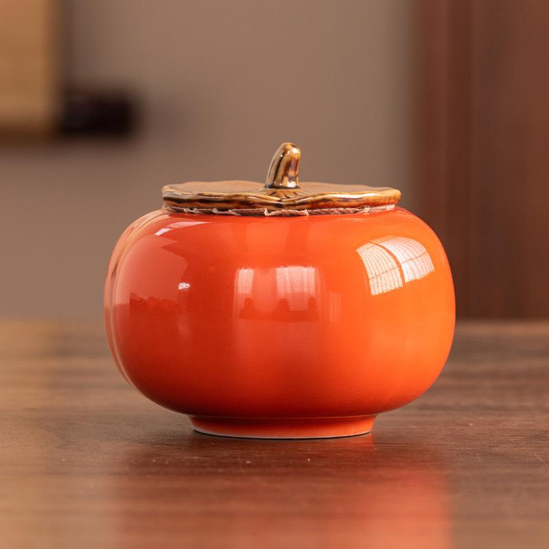 Керамическая хурма хурма все идет хорошо чайный сервиз подарочный набор хурма чайник чайница подарок на открытие бизнес-партнер подарок Persimmon/jar
