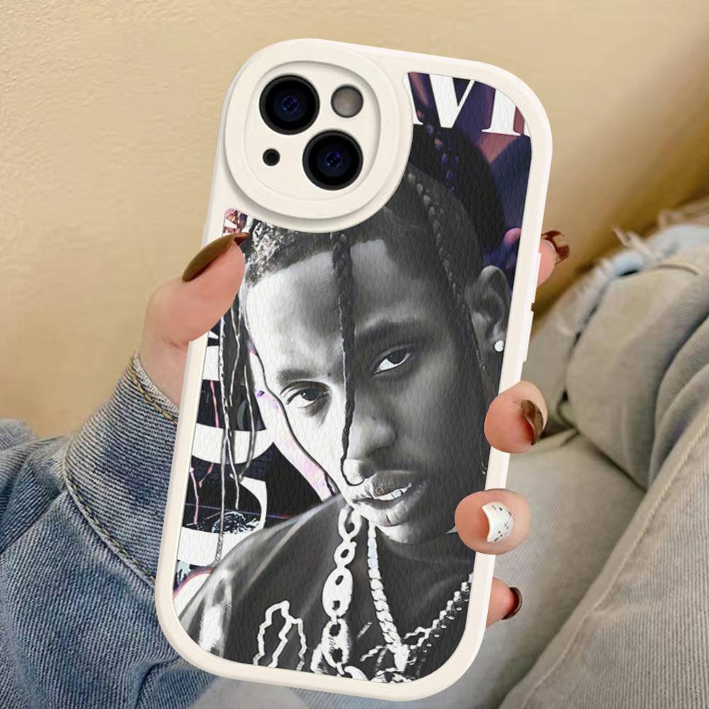 T-Travis S-ScottS Singer Phone Case For IPhone 16 15 14 13 12 11 Pro Max Plus 16E Soft Leather Cover