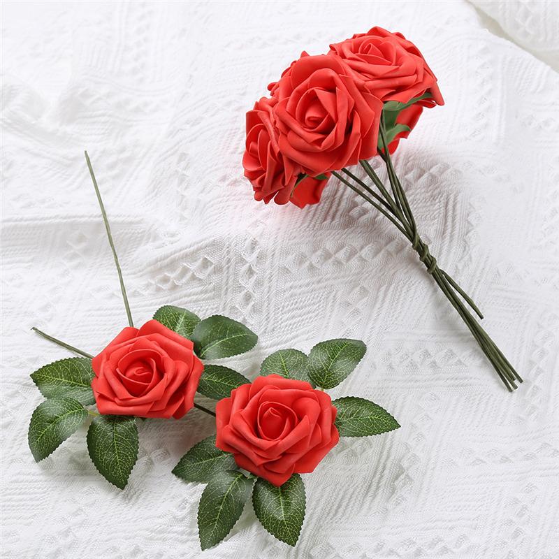 25pcs 8cm PE Foam Artificial Rose Flowers Fake Flower Wedding Decor DIY Scrapbooking Craft Home Decoration