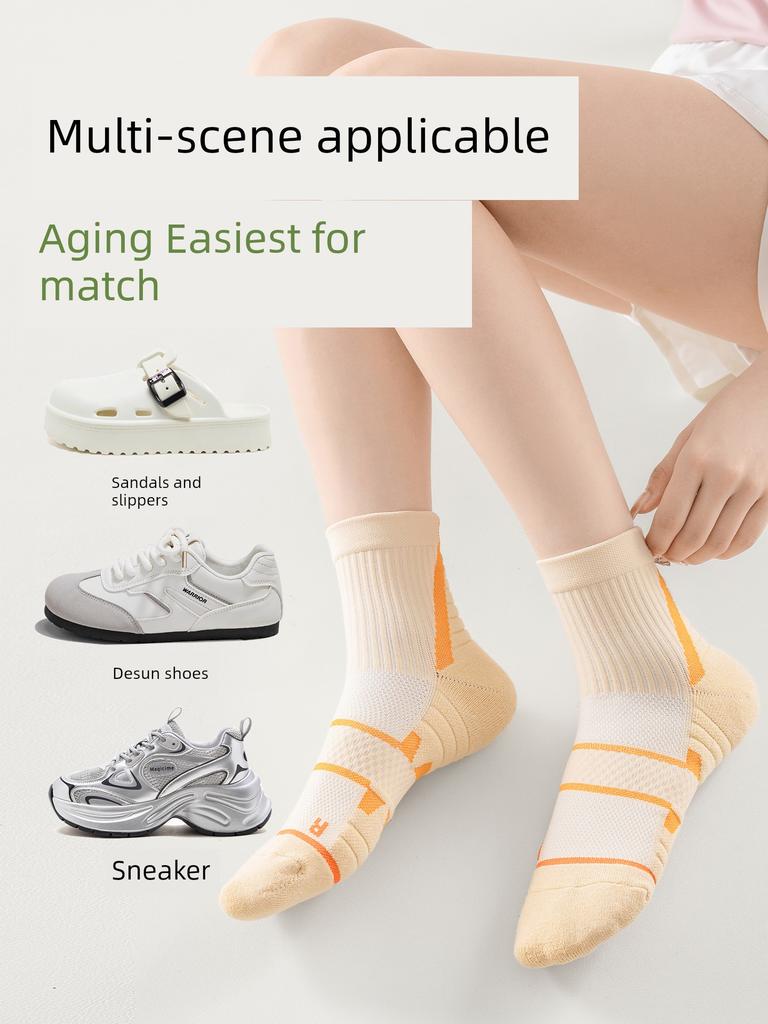 Professional Badminton Socks Women Sports Stockings Sweat-Absorbent Towel Bottom Non-Slip Shock Absorption Outdoor Fitness Running Socks