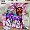 3D Kawaii Gabbys Dollhouse Cartoon Girl Gift Blanket,Soft Throw Blanket for Home Bedroom Bed Sofa Travel Picnic Cover Kids