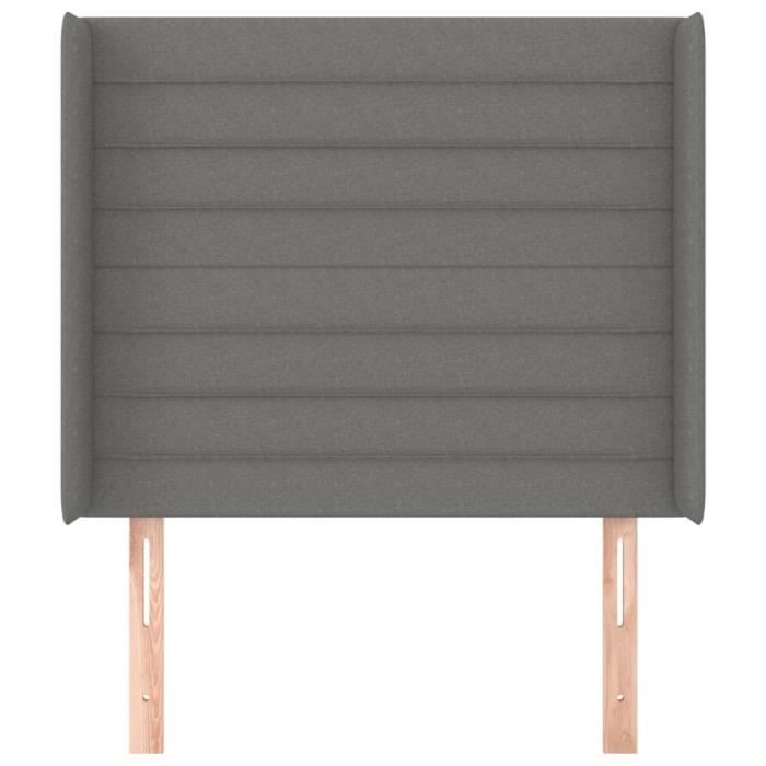 VidaXL Tête de lit avec oreilles Gris foncé 93x16x118-128 cm Tissu3119703