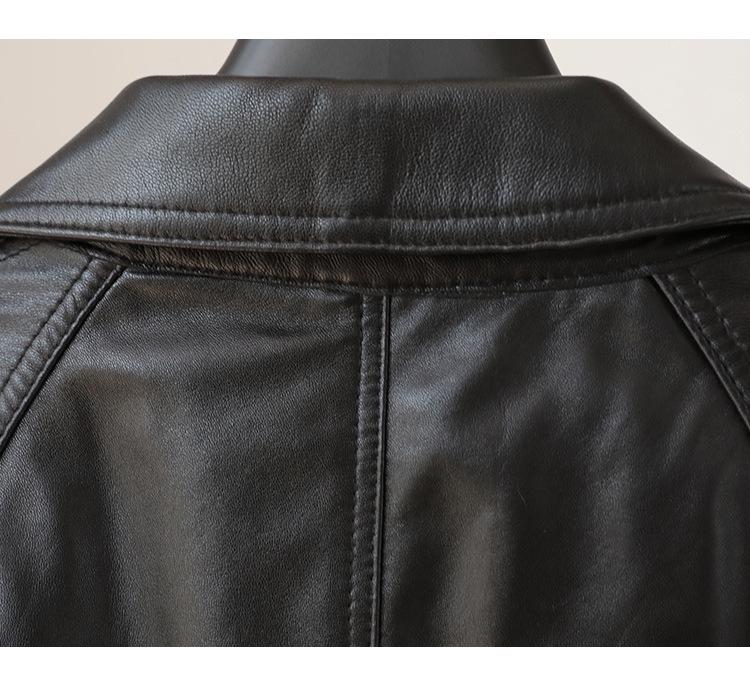 Dámská luxusní krátká motorkářská bunda z ovčí kůže podzim/zima 2024