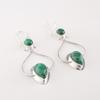 Natural Malachite Gemstone 925 Sterling Silver Handmade Partywear Earrings 2.07" EE-170-22