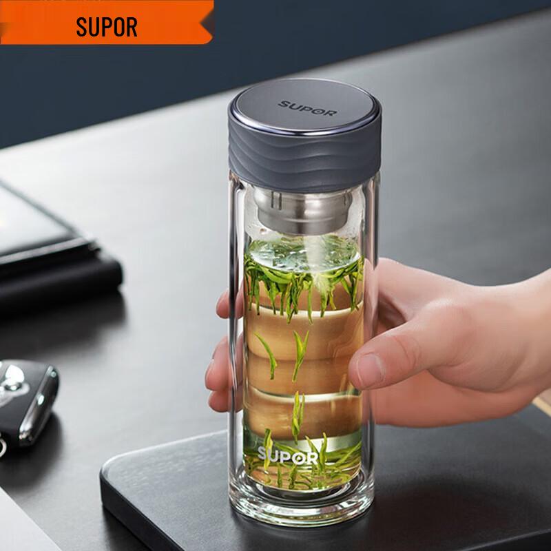 SUPOR Qin Series Double-Wall Heat-Resistant Glass Tea Infuser Cup