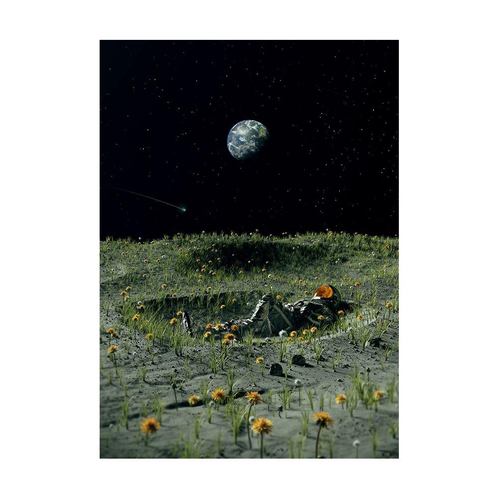 Astronaut Flower Field Painting Canvas Print Wall Art Poster Flourishing of Life Picture for Gift Living Room Home Decor Cuadros