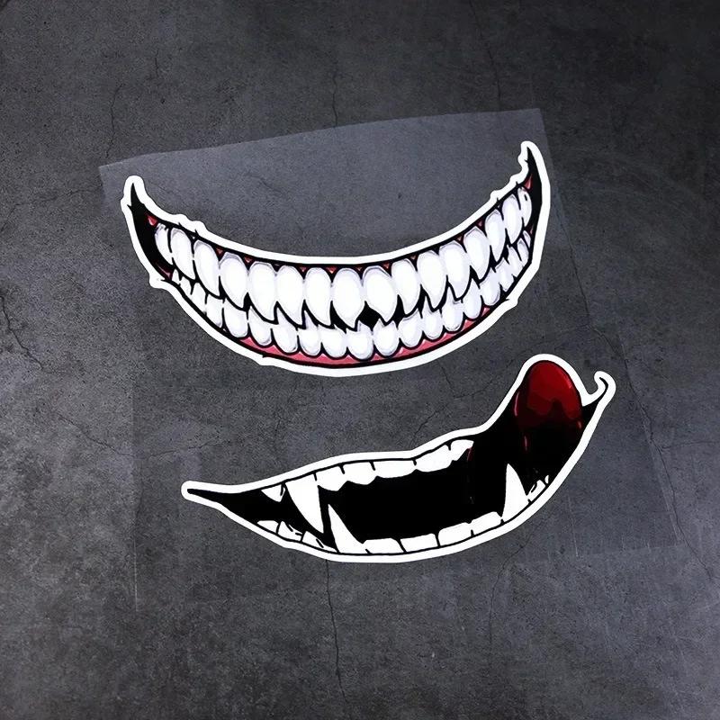 Evil Teeth and Tongue Motorcycle Helmet Fuel Tank Stickers Racing Body Window Funny Decoration Universal Vinyl Decals Universal