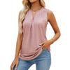 Women Solid Color V Neck Sleeveless Perforated Loose Casual Summer Tank Top