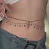 Skinnende Rhinestone Stjerne Dusker Flerlags Mage Midjekjede for Kvinner Sexy Stjerne Kryssbelte Estetisk Sommer Strandkropp Zirkon