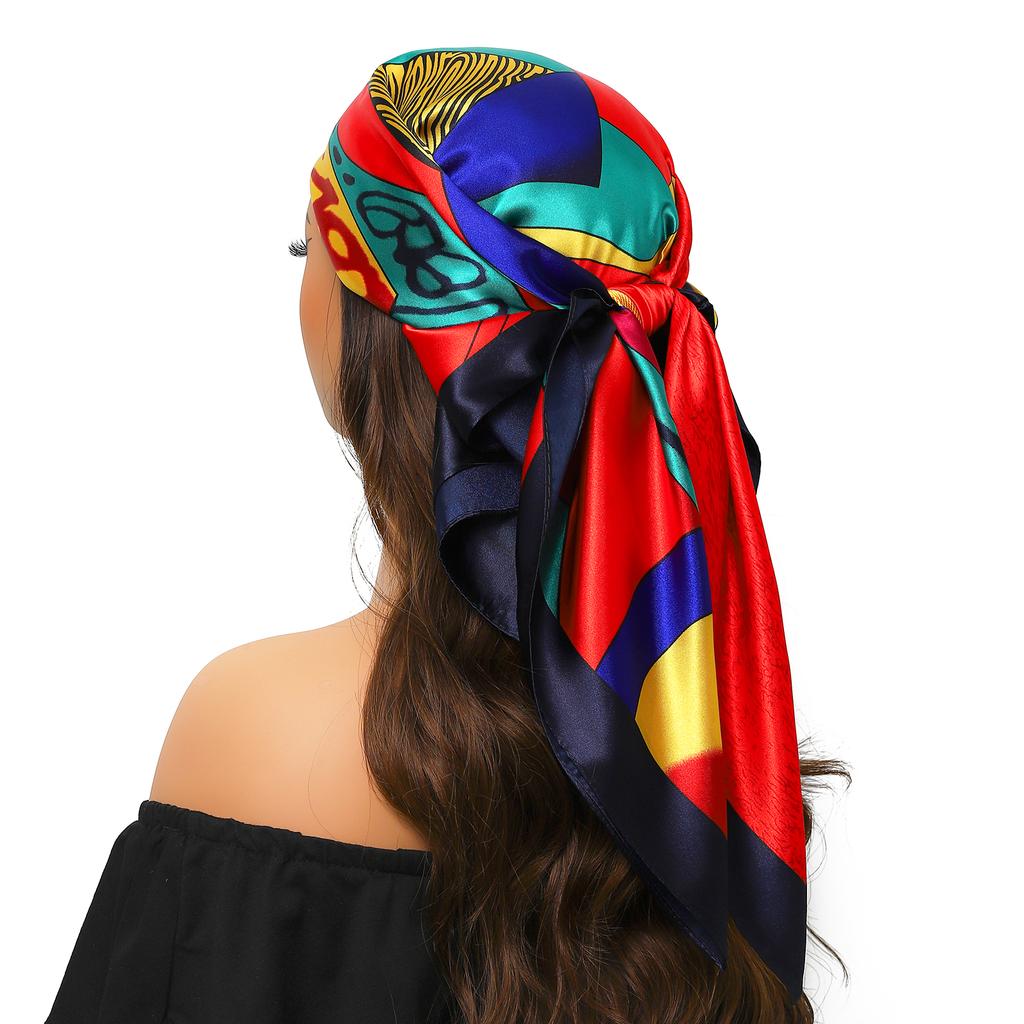 90*90cm Silk Scarf Scarftop Headwraps For Woman Fashion Four Seasons Hair Accessories Hijab Foulard Bandana Femme Headscarf