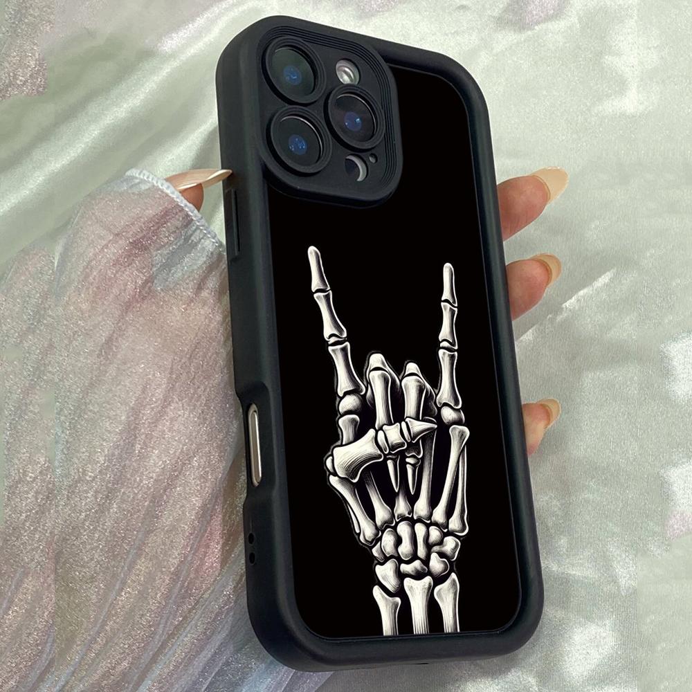 JT475 Skeletové ruce Rock'n'roll pro iPhone 17 16 15 14 13 Pro Max Samsung S26 S25 Ultra A17 A07 A56 A16 Xiaomi 15T Redmi 15c 14C Měkké pouzdro