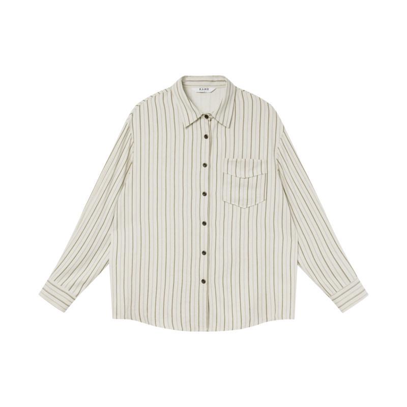 

Женская розовая матовая полосатая рубашка с длинным рукавом в корейском стиле Canon - Свободный дизайн Осень/Зима S абрикосовый