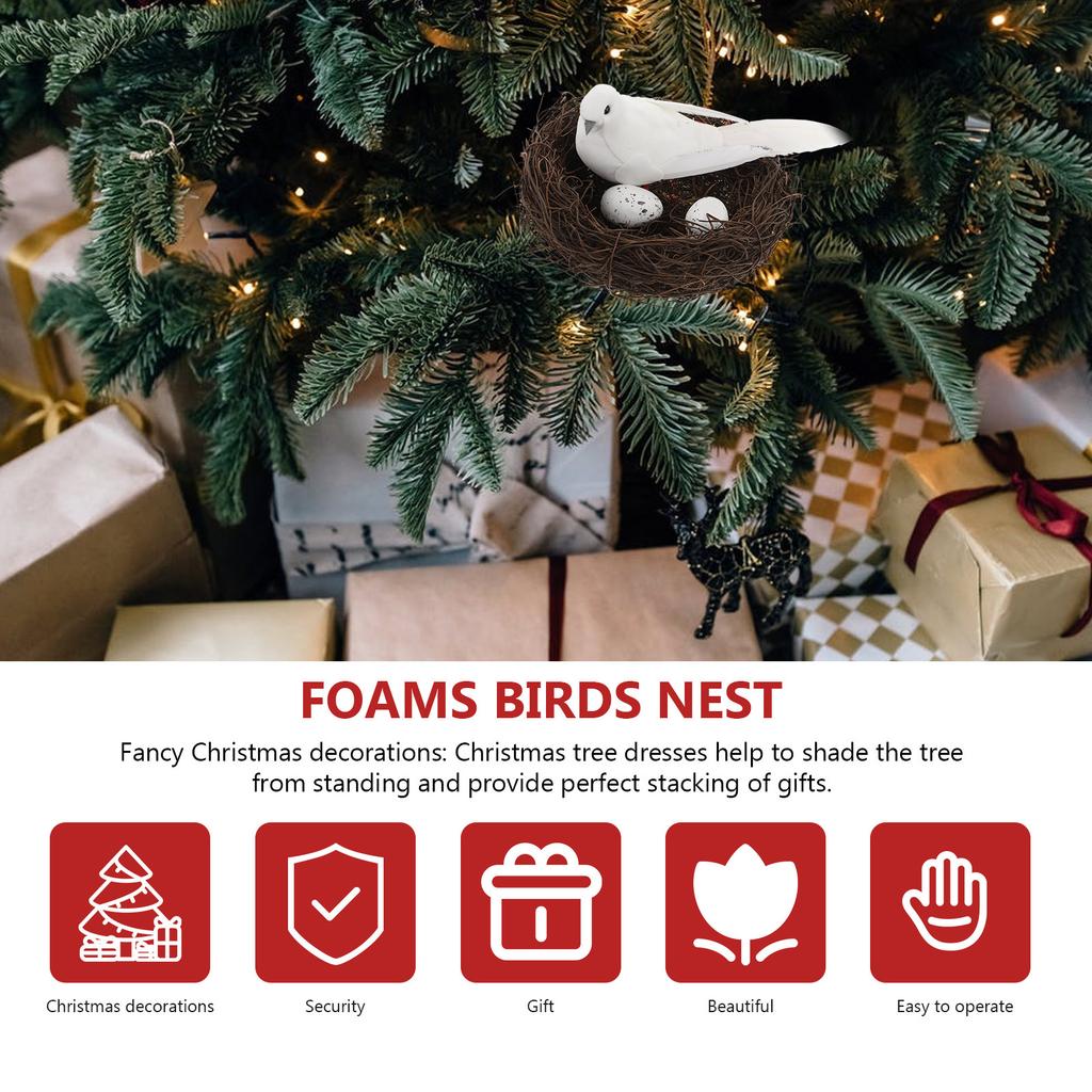 1Set Simulated Birds Nest Adornment Natural Look Christmas Decoration Decorative Bird Nest Photo Prop for Outdoor Garden