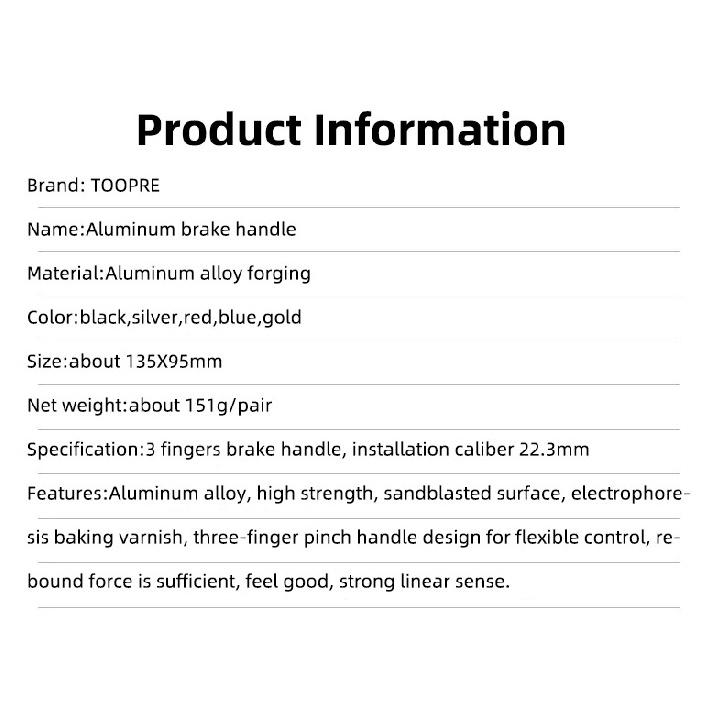Toopre Bicycle Brake Lever Handle Aluminum Alloy Mountain Bike Brake Lever Fr5 Children's Bicycle Brake Lever Universal