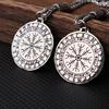 European and American Style Viking Odin Compass Rune Pendant Necklace Stainless Steel Men's and Women's Fashion Titanium Steel Jewelry Pendant