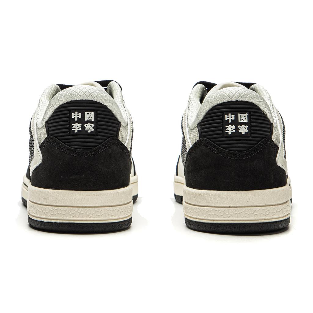 Li Ning Cushioning, Wear Resistant Low Top Skateboard Shoes Men's Black Beige White AEPU055-2