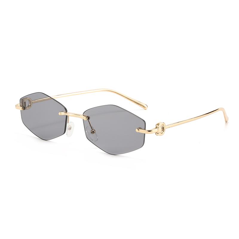New Retro Metal Frameless High-end Sunglasses for Men and Women Fashion Trendy Outdoor Sunscreen Sunshade Glasses