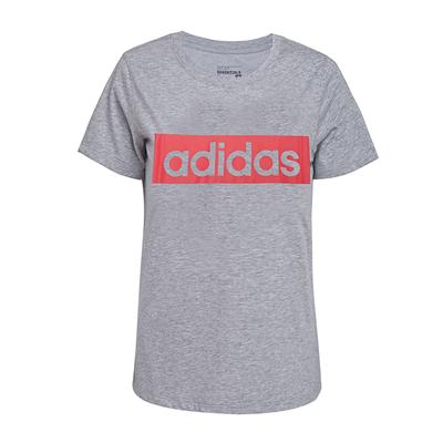 Logo-Print Rundhals-Pullover Kurzarm-T-Shirt Damen T-Shirts Grau AO4711