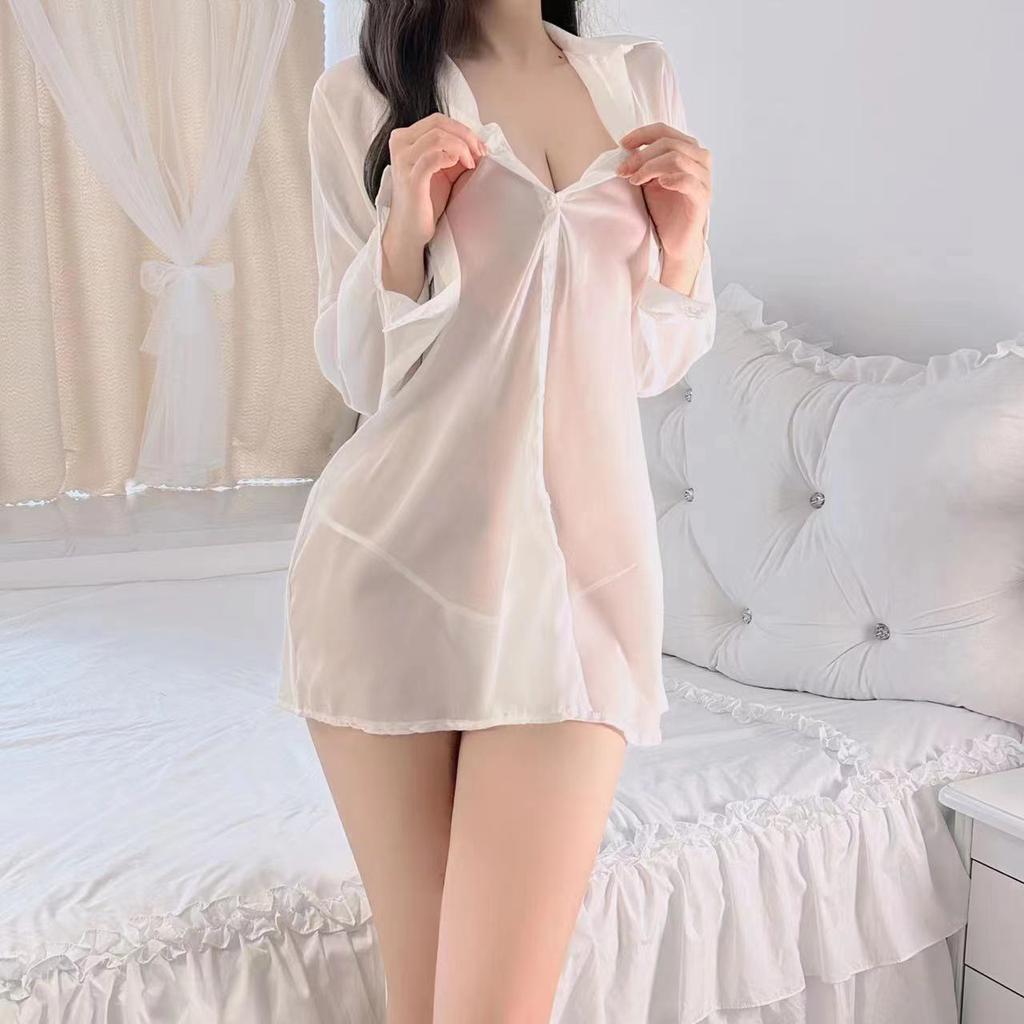 Taste erotic underwear sexy backless temptation erotic pajamas chiffon perspective temptation shirt women's home suit