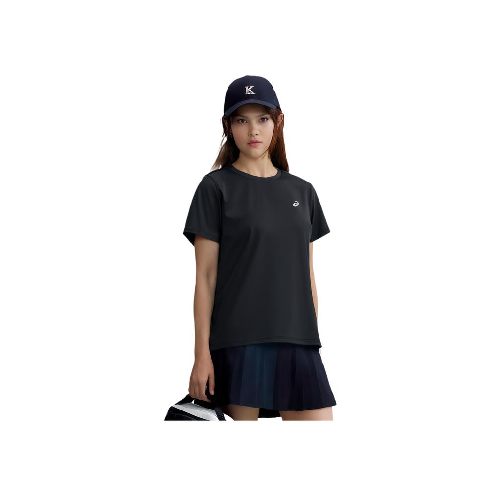Asics Moisture Wicking Quick Dry Round Neck Sports Short Sleeve T-Shirt Women Tops Black 2012D164-001