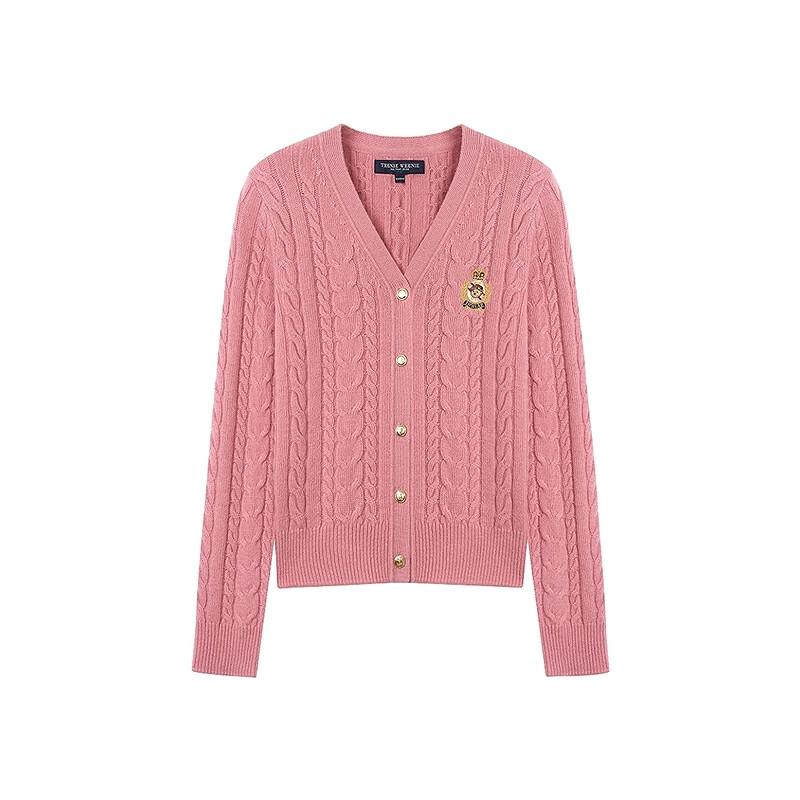 Teenie Weenie Women's College Style Loose Fit V-Neck Knit Sweater
