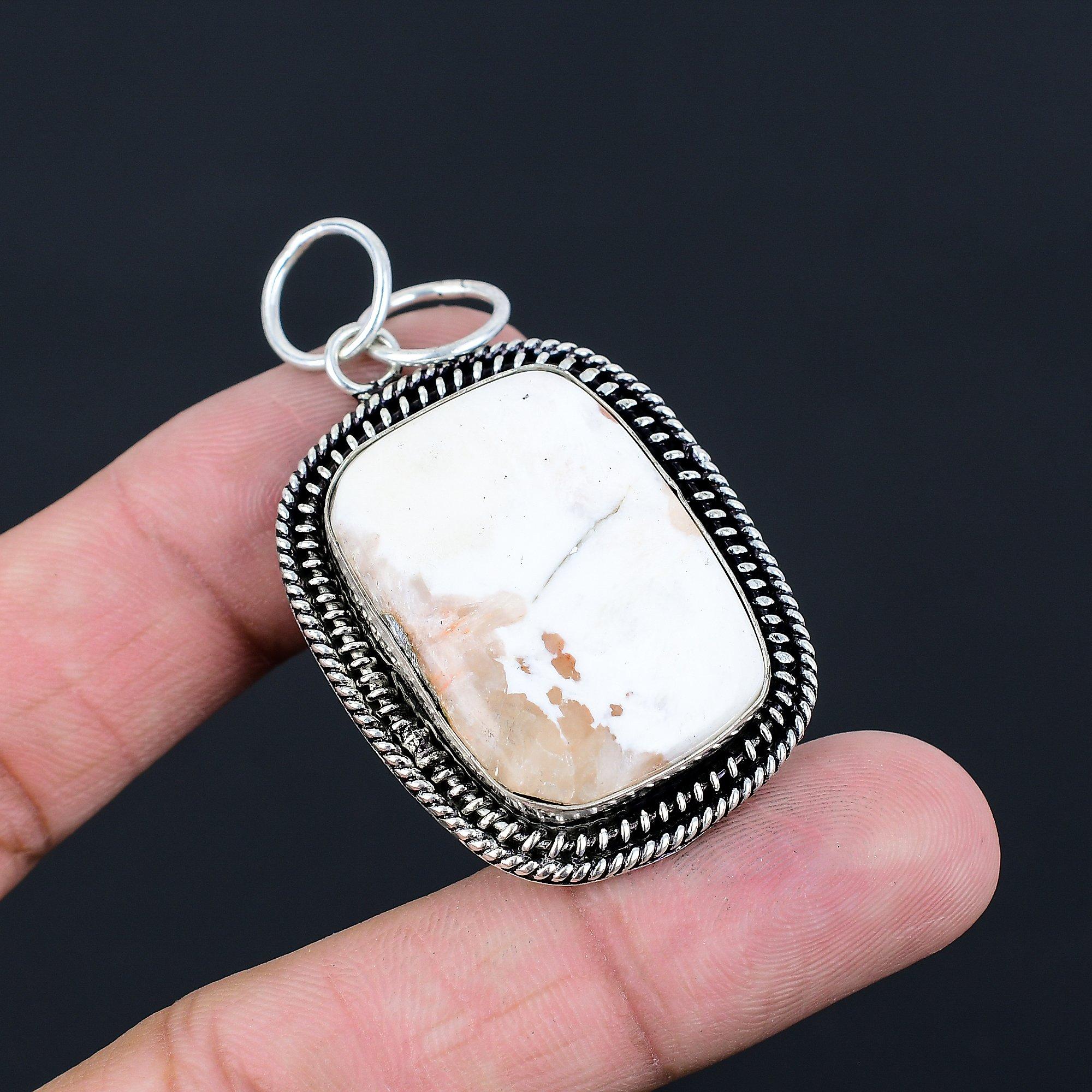 Daughters Day Sale Scolecite Gemstone Engagement Sister Pendant Sterling Silver