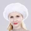 New Winter Lady Natural Mink Fur Beanies Hat Knit Warm Striped Genuine Mink Fur Caps Women Good Elastic Real Mink Fur Hat