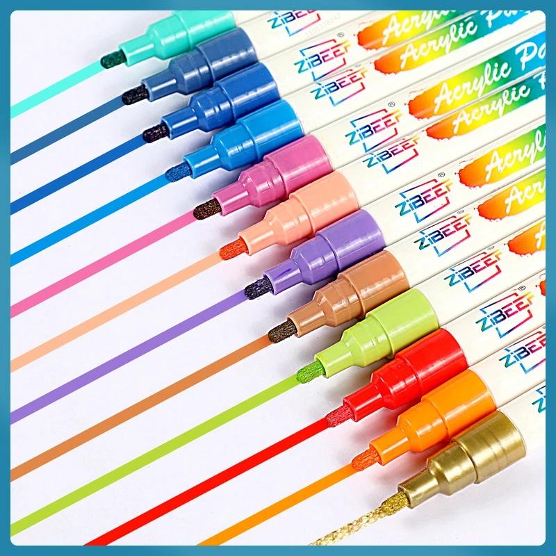 12-120 Colors Acrylic Paint Markers Pens For Fabric Rock Painting Markers Paint Pen Ceramic Glass Canvas DIY Art Making Supplies