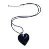 Delicate Heart Necklace Adorned With Natural Resin Charm PU Leather Chain Neckchain Unisex Fashion Jewelry