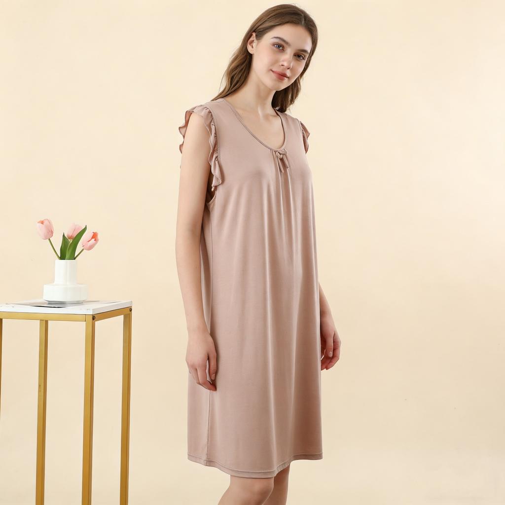 Summer Women's Modal Lace V-Neck Sleeveless Nightdress Loose Plus Size Soft Comfort Sleep Dress Casual Loungewear Home Outdoor Wear