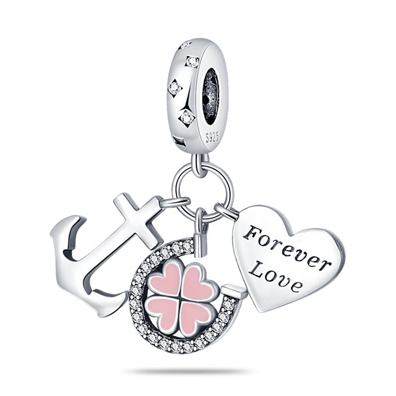 Pink Series Copper Infinity Love Mum Heart To Heart Dangle Beads Original Accessories Charm Bracelets Women Jewelry