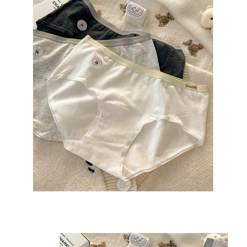 Plus Size Mid Waist Solid Pure Cotton Antibacterial Breathable Women Underwear Panties