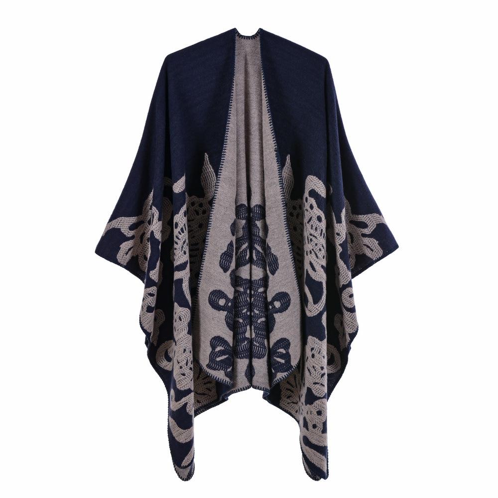 Women's Fashion Jacquard Imitation Cashmere Shawl - Thickened, Warm, Large Cape Scarf