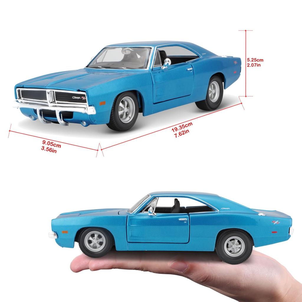 1969 Dodge Charger Blue Diecast Model Car R/T 125