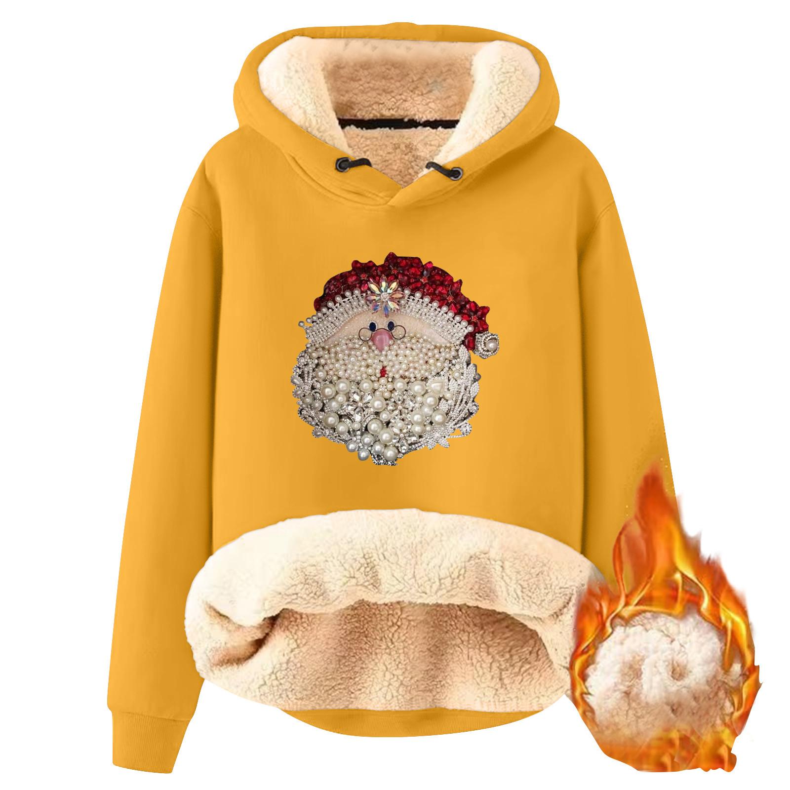 

Женская модная толстовка с капюшоном и рождественским принтом, утепленная, свободная, с капюшоном, утепленная XL жёлтый