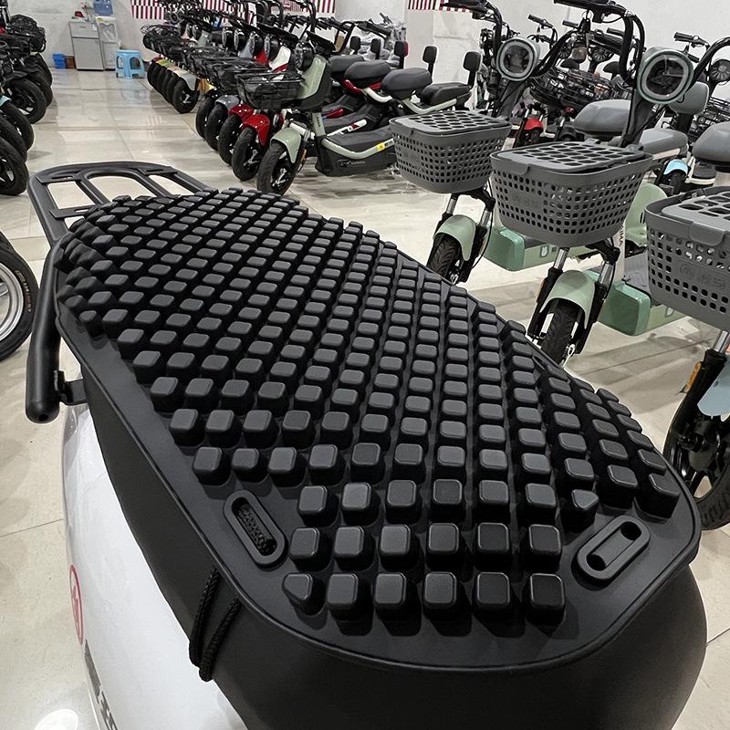 Universal Silicone Motorcycle & Scooter Seat Cover - Breathable, Heat-Resistant, Shock-Absorbing, Summer-Ready.