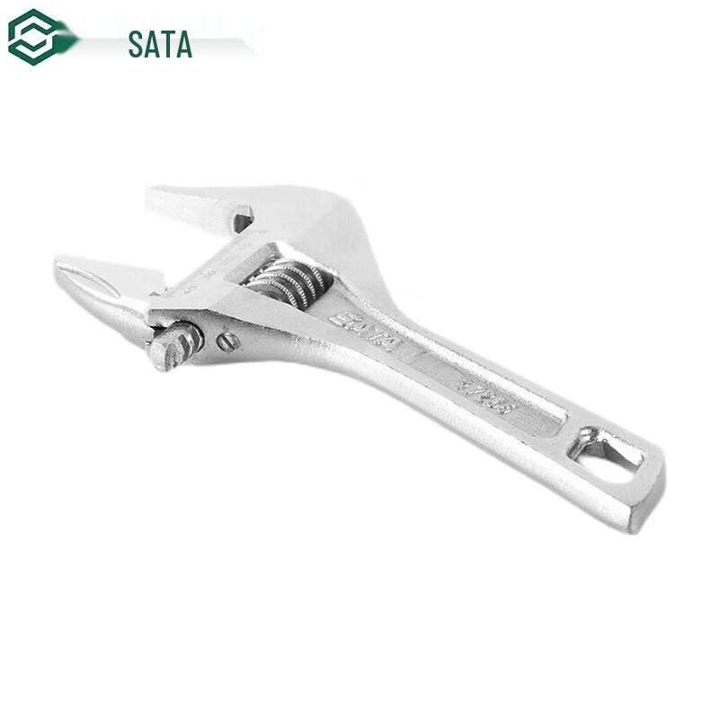 SATA Large Opening Short Handle Adjustable Wrench 8 inch