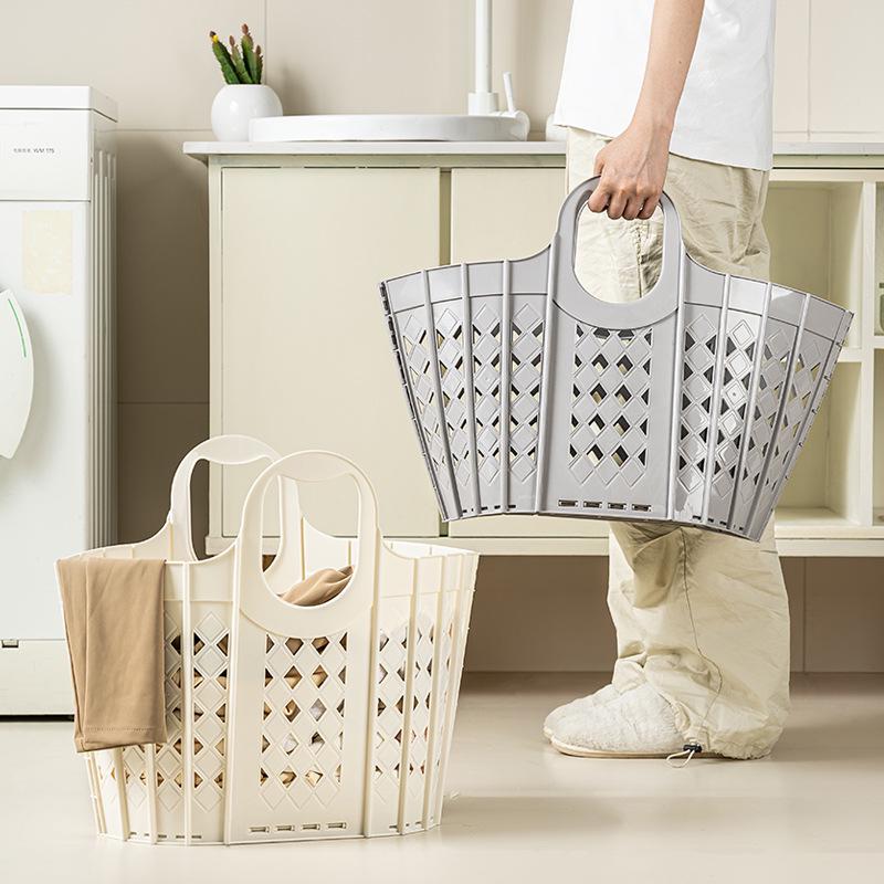 Foldable Large-Capacity Plastic Laundry and Toy Storage Basket