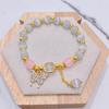 Women Bracelet with Elastic Cord Butterfly Pendant Tassel Faux Opal Contrast Color Good Fortune Symbolization Bestie Birthday Gift Wrist Jewelry