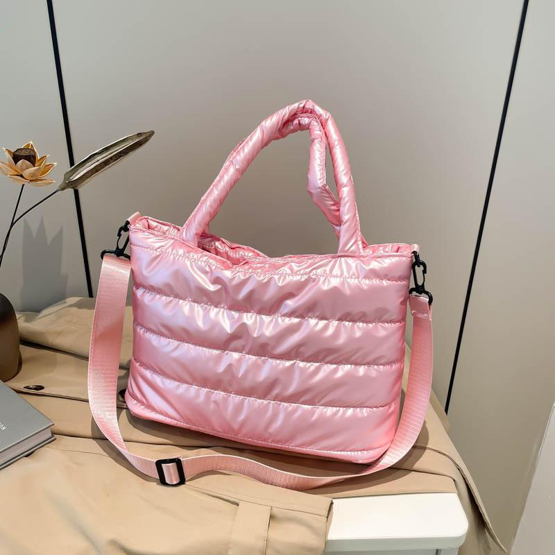 Autumn and Winter Casual Lazy Style Foreign Style Portable Wide Shoulder Strap Messenger Bag Women's Space Cotton Embroidery Thread Large Capacity