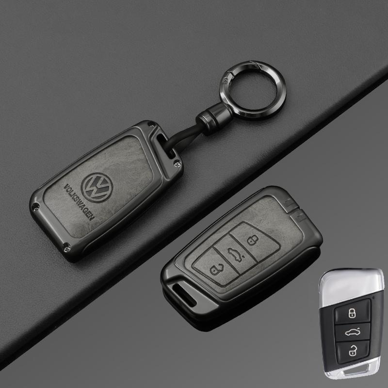 For VOLKSWAGEN VW VW Zinc Alloy Leather Car Key Case Cover For Volkswagen Tiguan MK2 Magotan Passat B8 CC Shell Fob key chain Ac