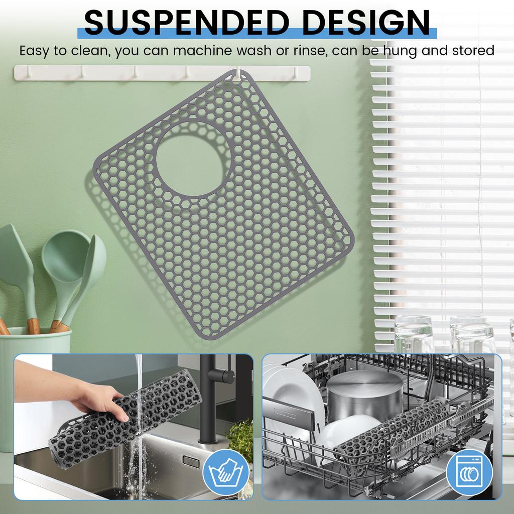 Silicone Sink Protectors Hollow Sink Mat Non-slip Heat Insulation Table Mat Dish Rack Desk Protect Sink Grid Mats Kitchen Tool