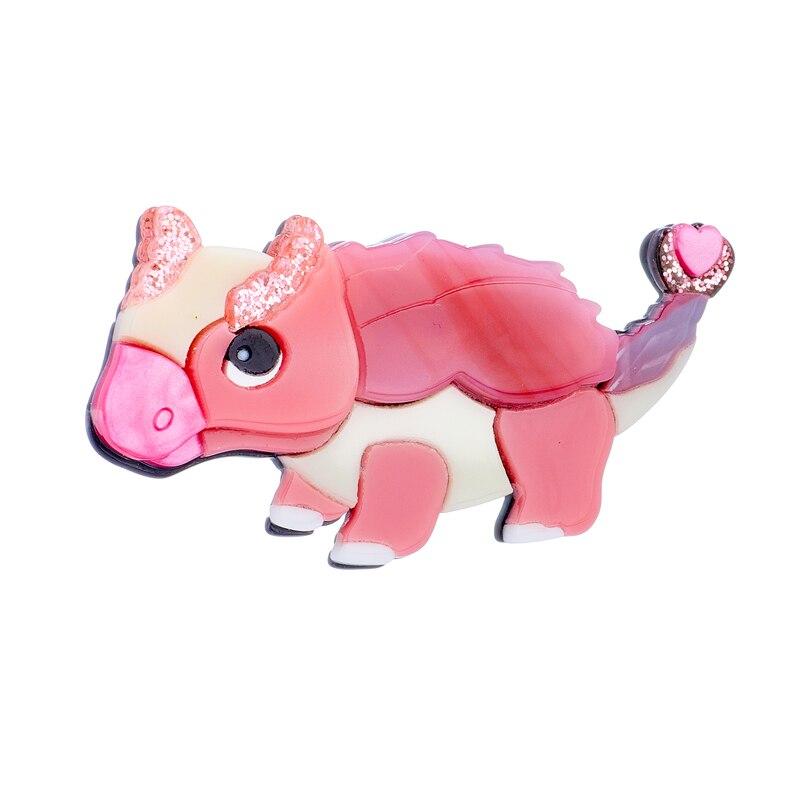Blucome Lovely Dinosaur Shape Women Pins Brooches Acrylic Material Cute Style Animal Woman Brooch Casual Jewelry for Girls Gift
