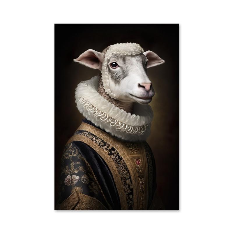 

Аристократический постер с животными в стиле ретро, лев, жираф, кошка, печать на холсте, настенные художественные картины для украшения гостиной и дома 21x30cm No Framed