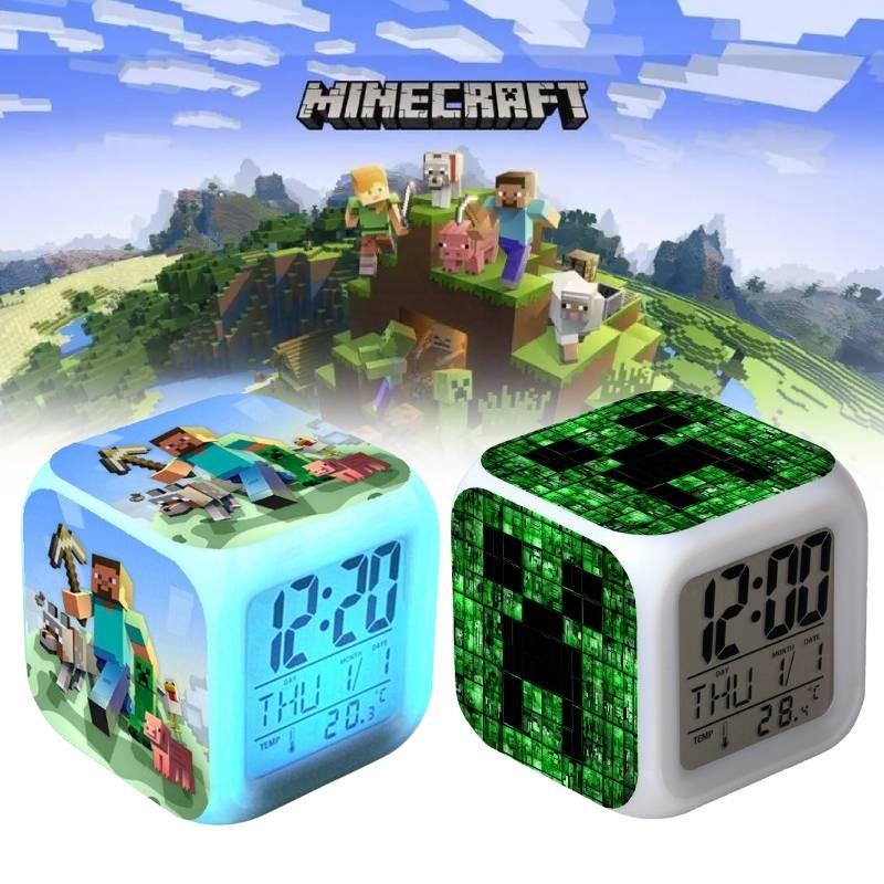 Minecraft Alarm Clock Led Night Light Colourful Changing Desktop Decoration